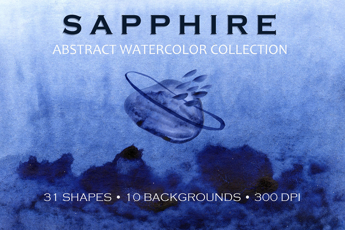 Sapphire Blue Clipart Watercolor, a Texture Graphic by FineArt (Photo 1 of 12)