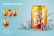 250ml 6 Small Metallic Can Mockups, a Product Mockup by Graphic Bird (Thumbnail 1 of 9)