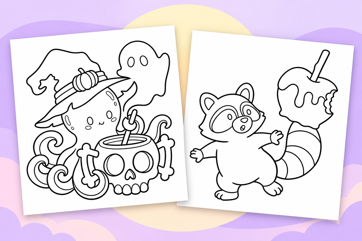 Halloween Vibes Coloring Pages #1, a Seasonal Illustration by Inkivelle Studio (Photo 2 of 3)