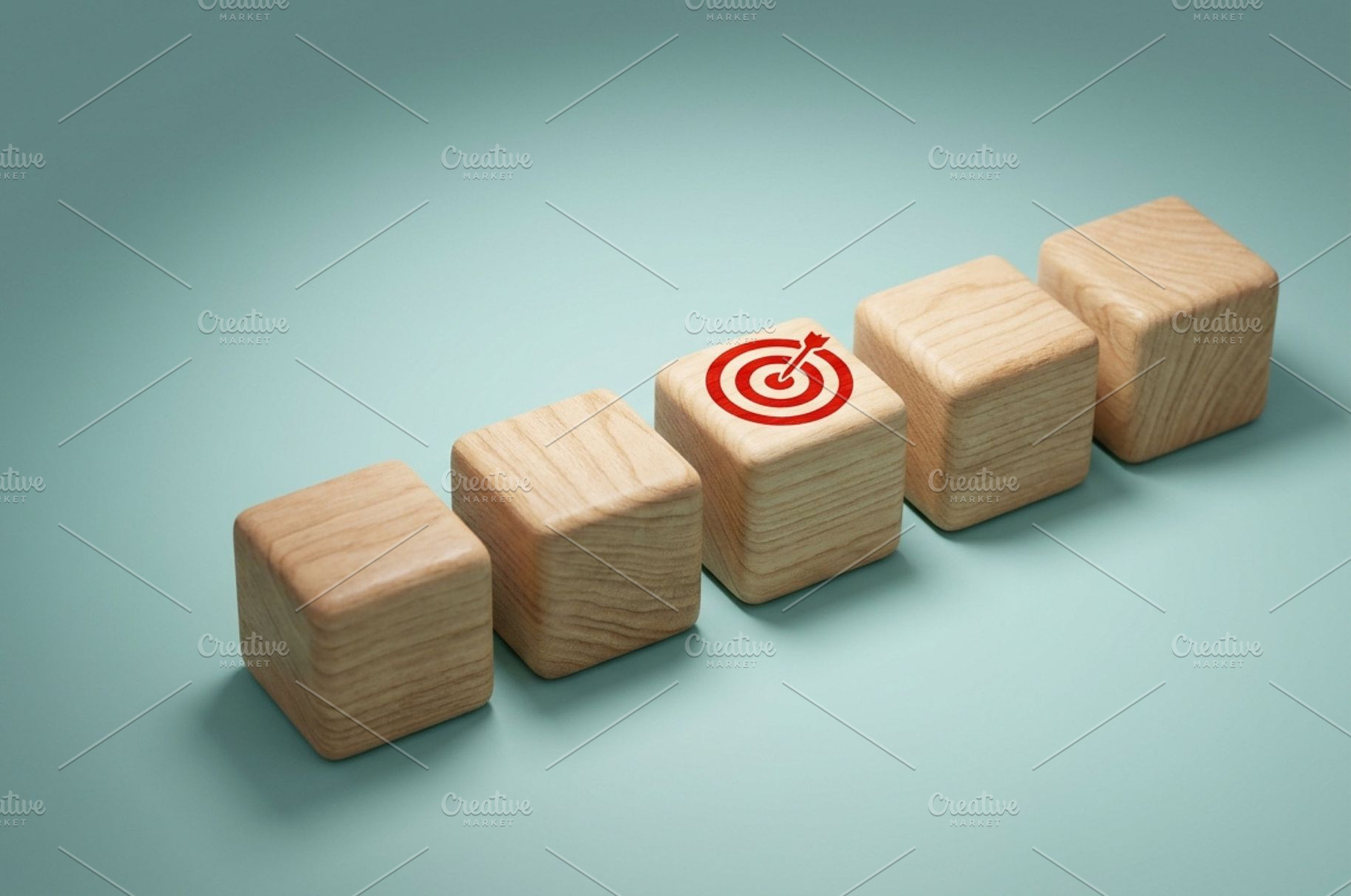 Wooden Blocks with Red Target Icon, a Business Photo by thepslr