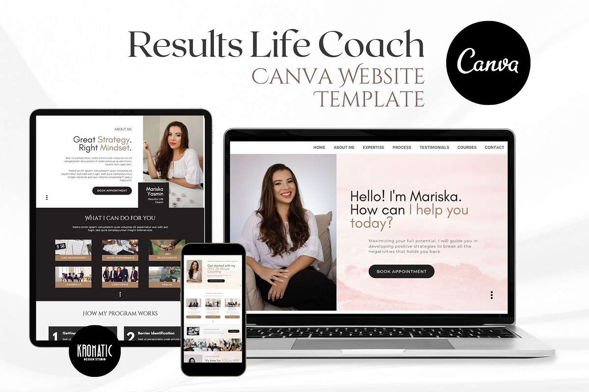 Life Coach Canva Website Template, a Landing Page Template by Kromatic Design Studio (Photo 1 of 8)