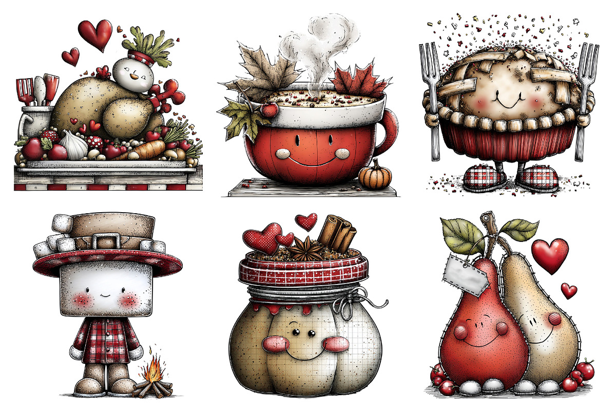 Whimsical Thanksgiving Clipart Set, an Illustration by Daily.Designs (Photo 4 of 5)