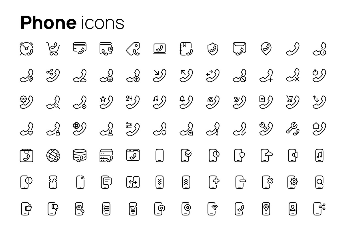 Phone line icons set, an Outline Icon by AIWD (Photo 2 of 2)