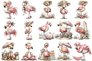 Whimsical Summer Flamingo Clipart, an Illustration by OK Design (Thumbnail 3 of 6)