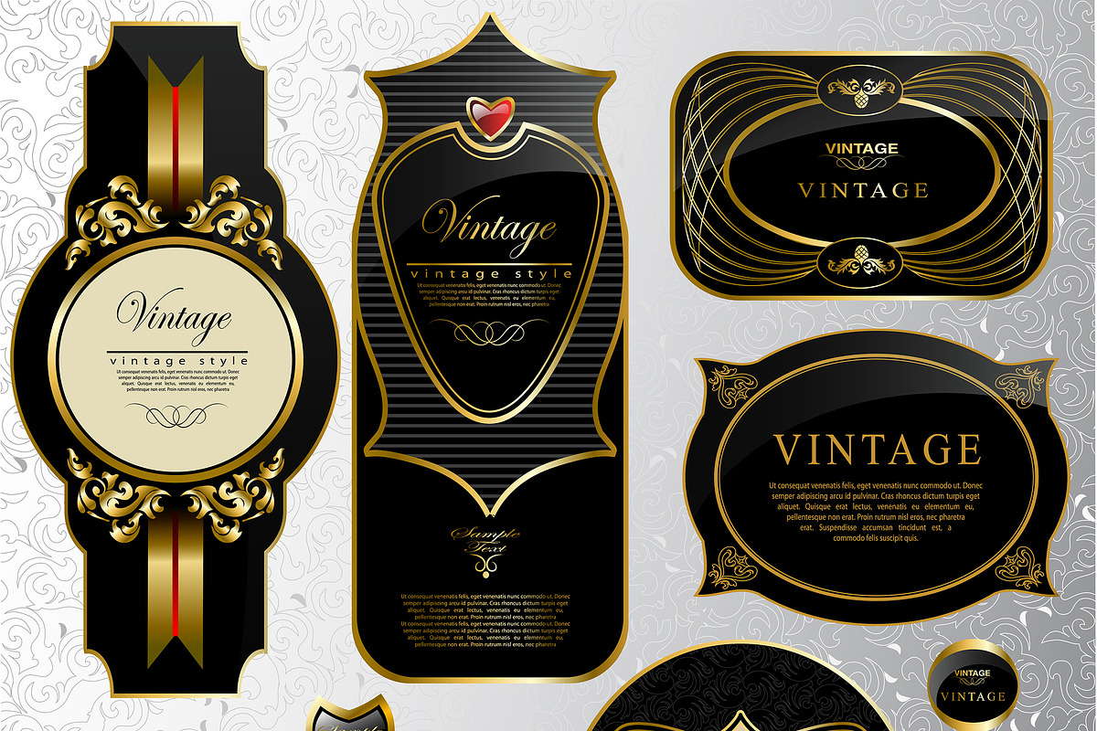 black gold frame label set 3, a Decorative Illustration by Merfin
