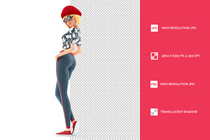 3D Fashion Girl From The Rear