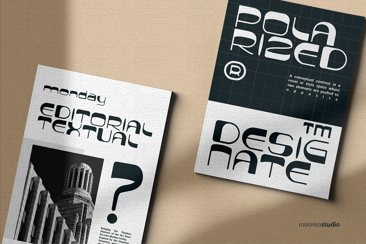 Bourgie Deco a ArtDeco Font, a Serif Font by Rasiorise Studio (Photo 8 of 9)