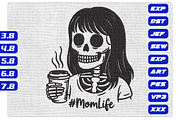 Skeleton Mom Life Coffee Embroidery, an Illustration by Purpose Ekbal (Thumbnail 1 of 3)