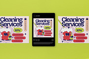 Retro Cartoon Cleaning Service Flyer, a Flyer Template by graphicook (Thumbnail 3 of 4)