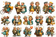 Whimsical Valentine Old Couple Clipa, an Illustration by Libby Wishes (Thumbnail 2 of 7)