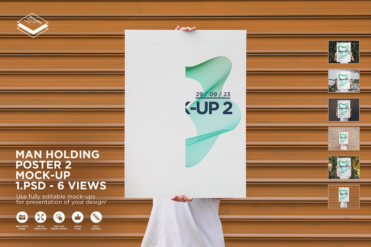 Man Holding Poster 2 Mock-up, a Print Template by Branda Keeps (Photo 1 of 16)