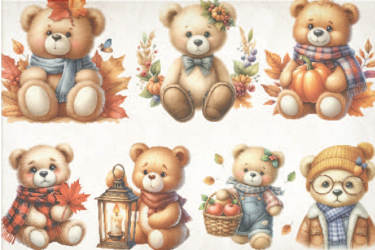 Autumn Teddy Bear Sublimation, an Illustration by Designking (Photo 3 of 3)