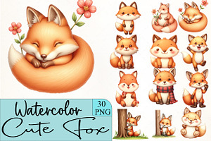 Cute Fox Clipart PNG, an Illustration by CrexoraLab