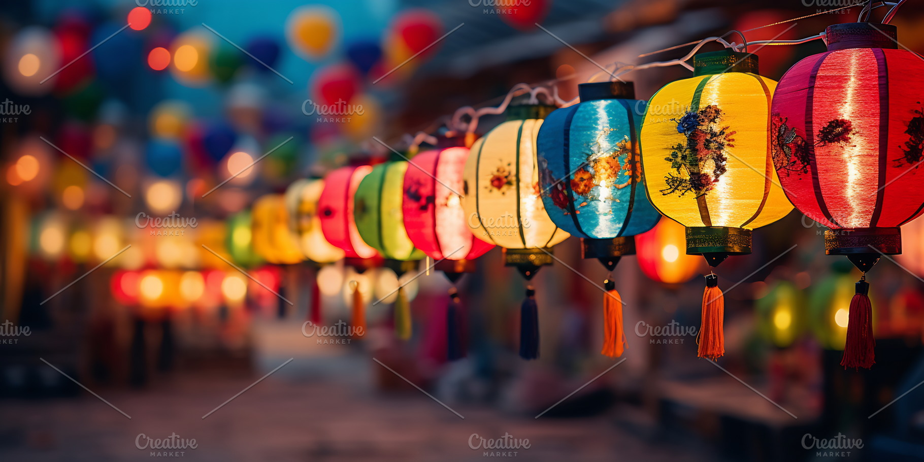 Bright lanterns light the street, a Photo by Beautiful things