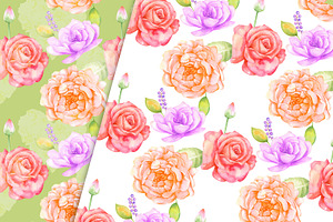 Watercolor Floral Seamless Patterns