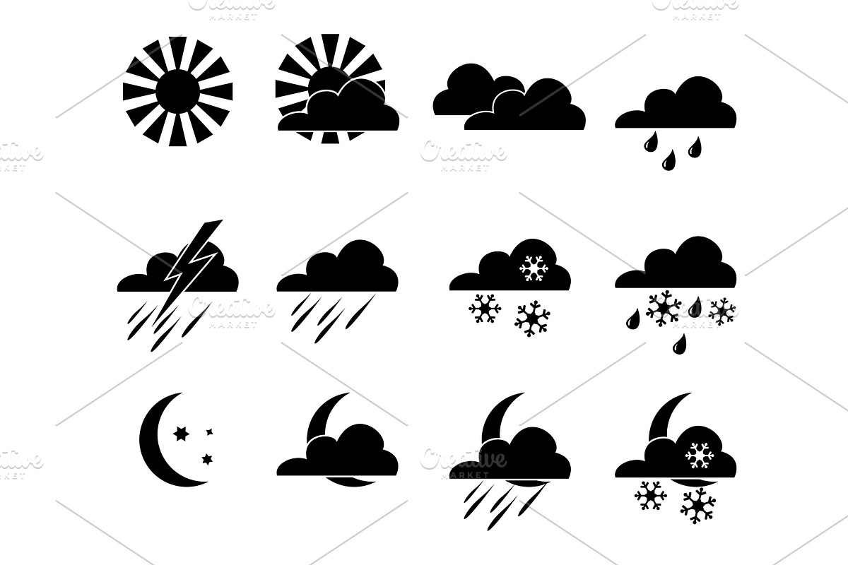 Weather vector Icons - sun, moon, an Object Graphic by RODINA (Photo 1 of 3)