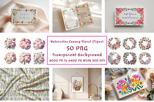 Watercolor Luxury Floral Clipart