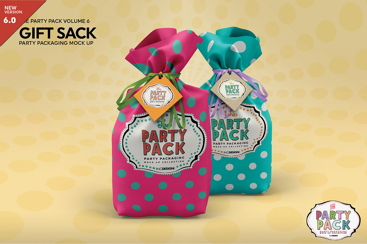 Party Gift Sack Packaging Mockup, a Product Mockup by INCDesign (Photo 1 of 7)