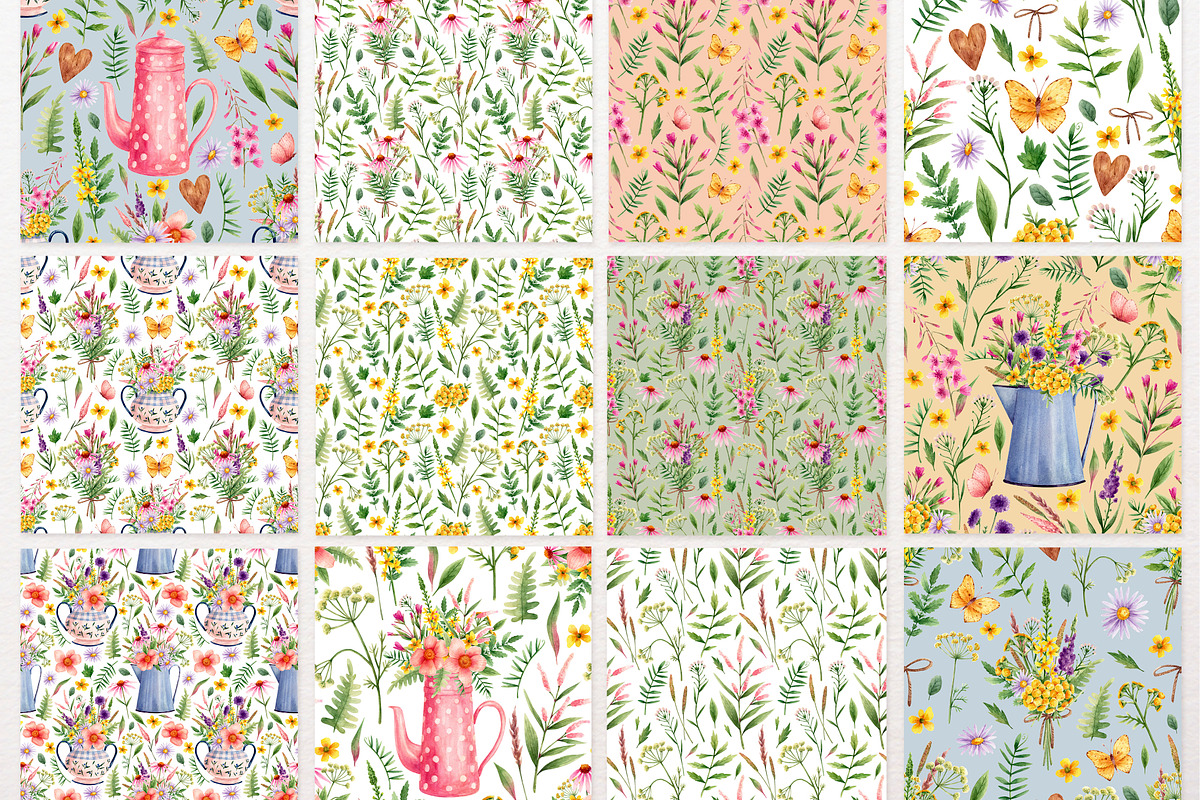 Wild flowers watercolor clipart, an Illustration by a_ptichkina (Photo 5 of 7)