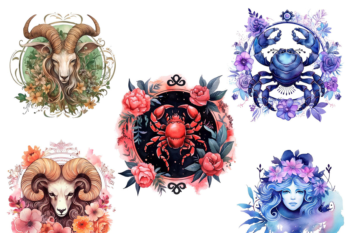 Watercolor Astrological Clipart, an Object Illustration by Design Scotch (Photo 3 of 7)