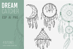 Dream catcher. Vector outline