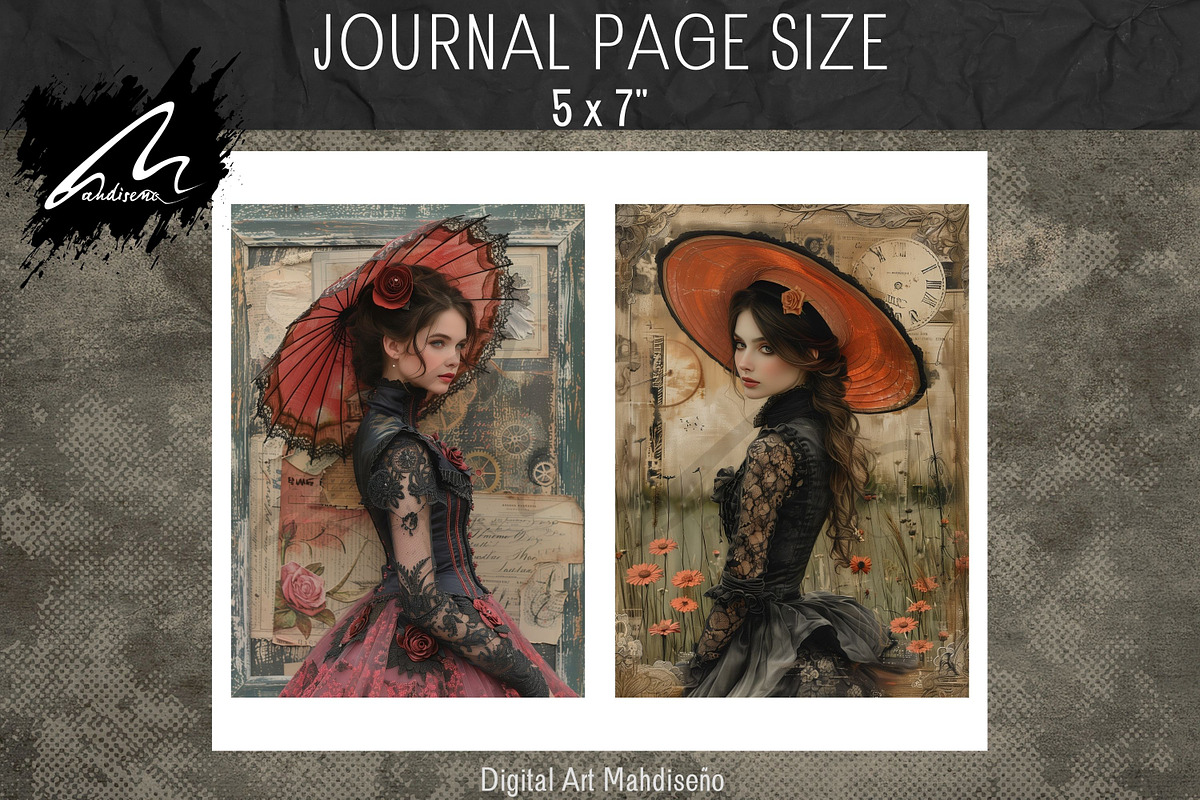 Victorian Girl Junk Journal Pages, a Person Illustration by Digital Art Mahdiseño (Photo 6 of 10)