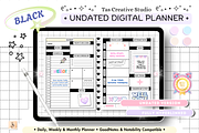 Black Dark Mode Life Digital Planner, a Stationery Template by Tas Creative Studio (Thumbnail 1 of 8)