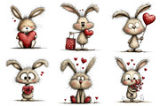 Whimsical Bunny Valentine's Day Clip, an Illustration by Pixels.Craft (Thumbnail 3 of 5)