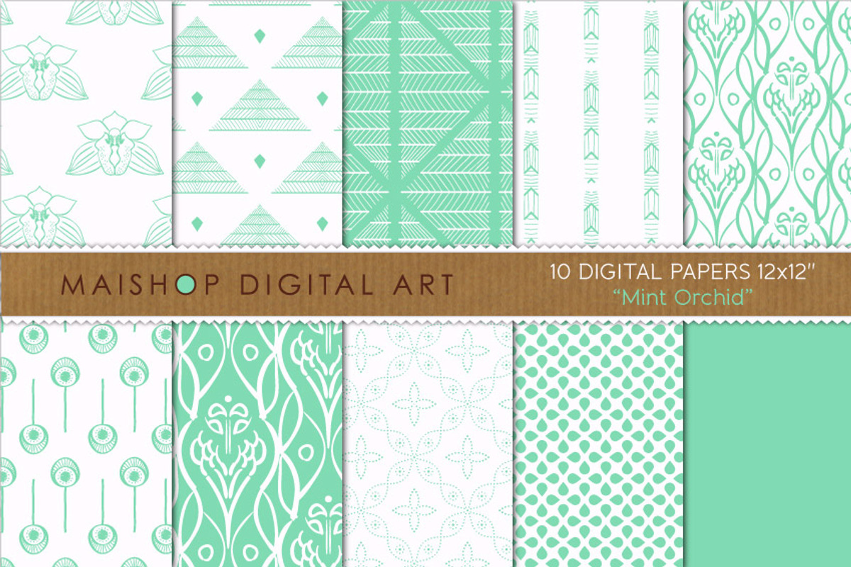 Digital Papers Mint Orchid