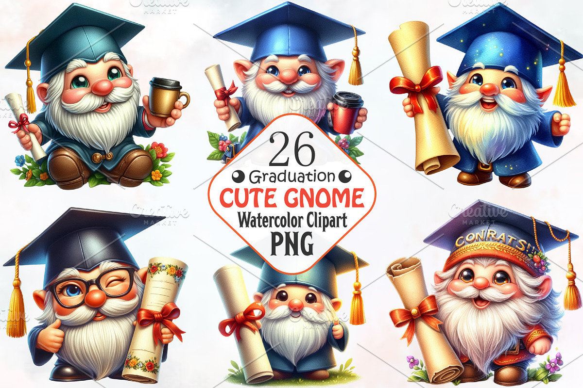 Graduation Gnome Clipart, an Illustration by RobertsArt (Photo 1 of 7)