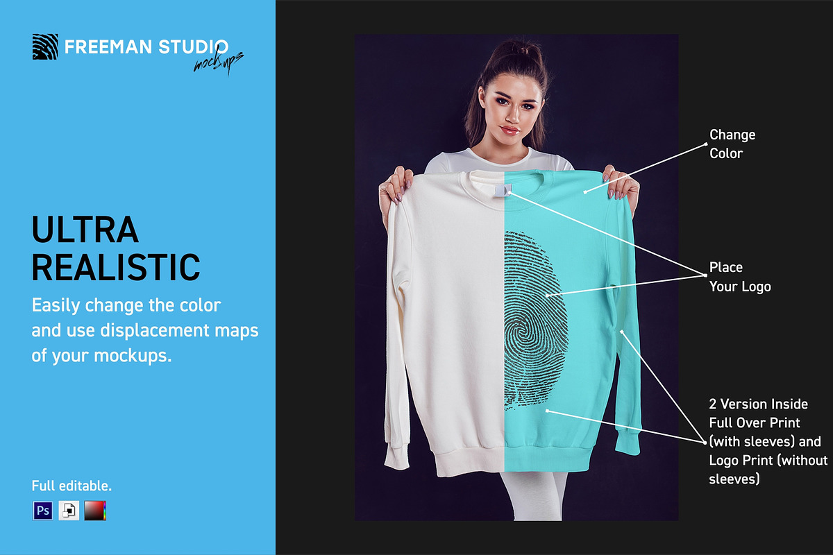 Sweatshirt Mock-Up Set, a Hoody Mockup by Freeman Studio (Photo 3 of 16)