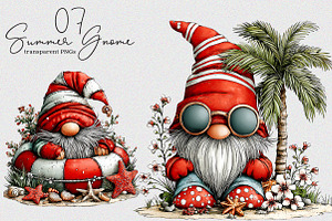 Watercolor Beach Gnome Clipart, an Illustration by SinaCreation