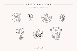 Crystals & Moons - 7 Logo Elements