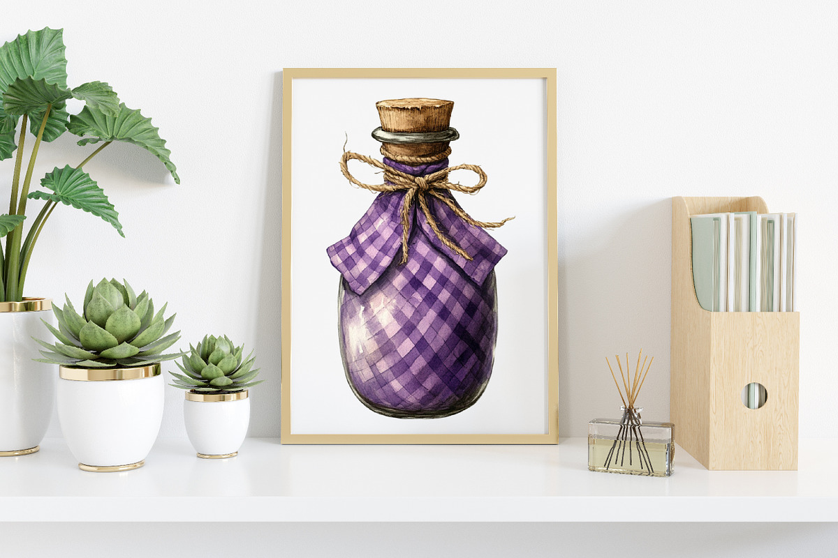 Watercolor Purple Gingham Halloween, an Illustration by Canvas Craft (Photo 6 of 8)