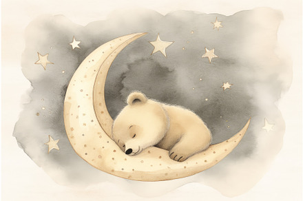 Watercolour bear sleeping. Generate, an Illustration by Ylivdesign