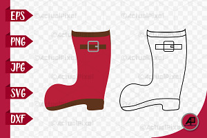 Garden Boots Outline With Clipart