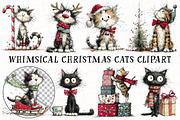 Whimsical Christmas Cats Clipart, an Illustration by OK Design (Thumbnail 2 of 6)