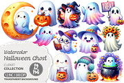 Cute Halloween Ghost Clipart PNG, an Illustration by Dream Creation (Thumbnail 1 of 6)