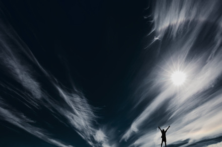 The sun on the black sky