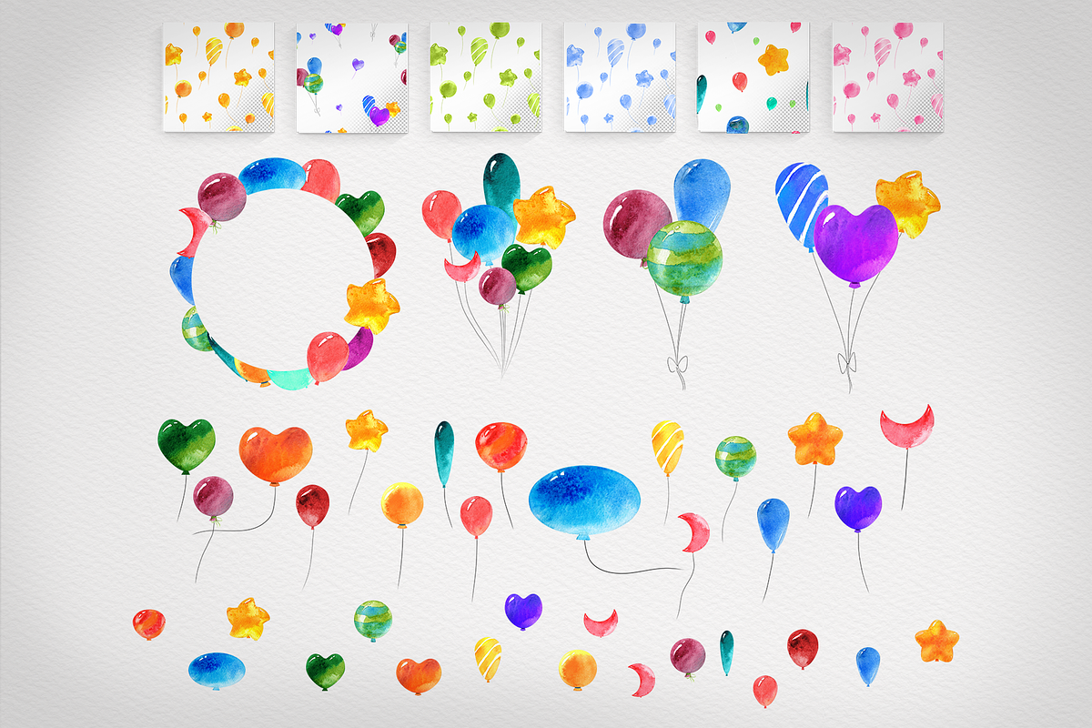 Watercolor baloon set, an Object Graphic by Germesia arts store (Photo 5 of 5)