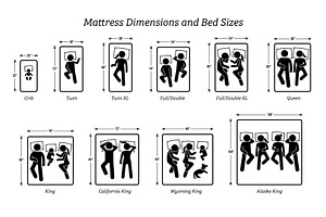 Mattress Dimensions Bed Sizes Icons