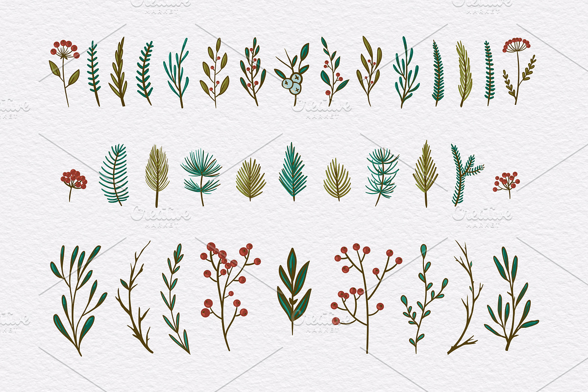 Christmas flowers and patterns, a Pattern Graphic by harmonia_green_art (Photo 4 of 10)