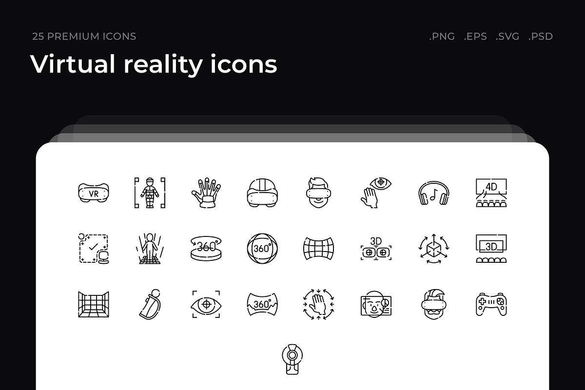 Virtual reality icons, an Outline Icon by Wencory