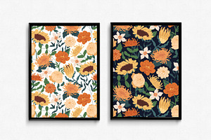 Autumn Flowers Seamless Patterns