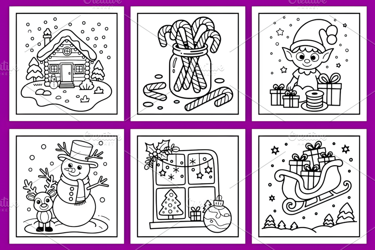 Merry Christmas Coloring Pages KDP, a Seasonal Illustration by Coco Bloom (Photo 2 of 4)