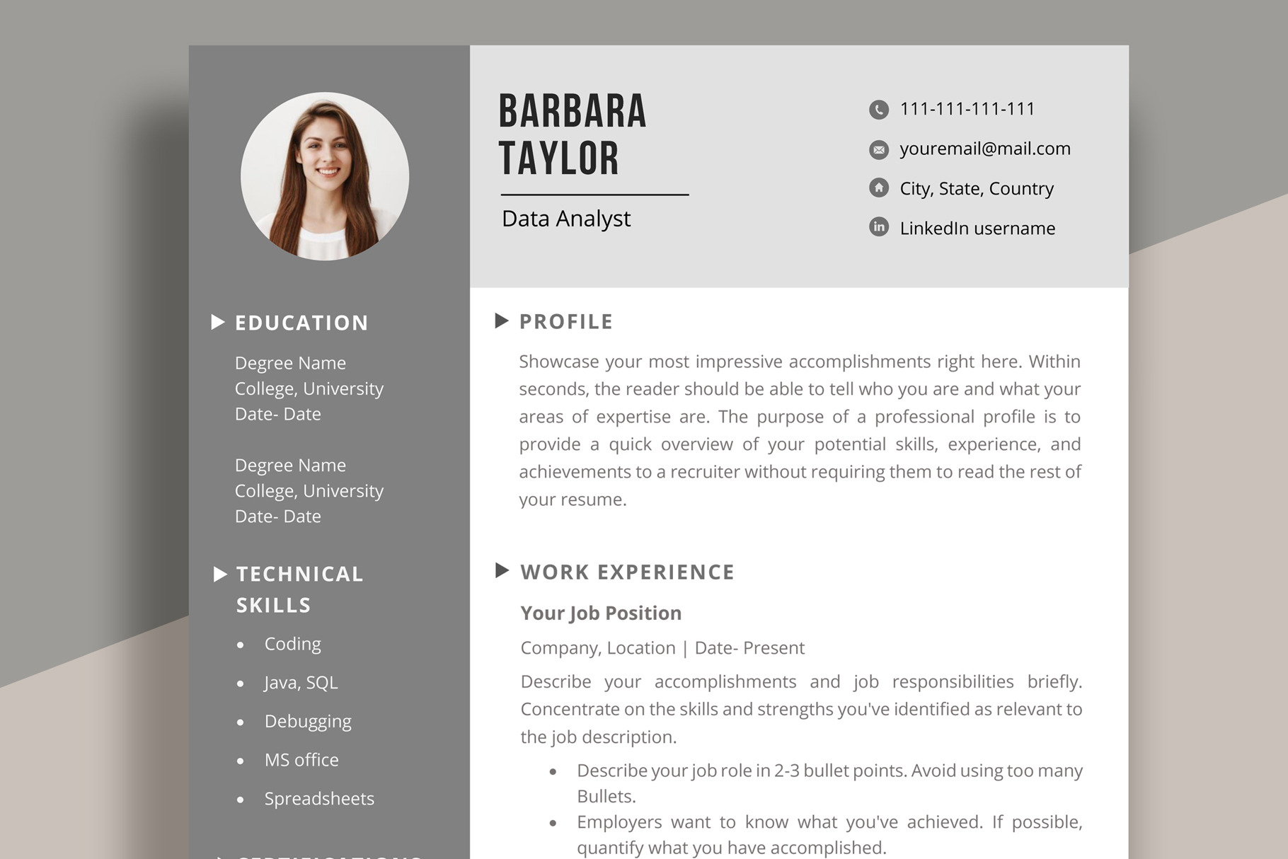 Resume/ CV Template with photo, a Resume Template by aivos