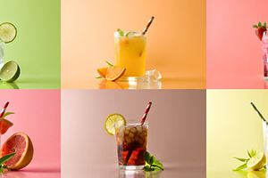 Collection of refreshing drinks with ice with colorful isolated, a Food & Drink Photo by Davizro's Market