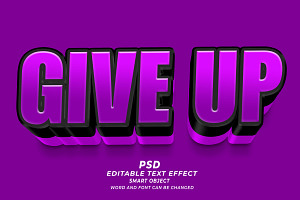 Give Up PSD 3D Editable Text Effect