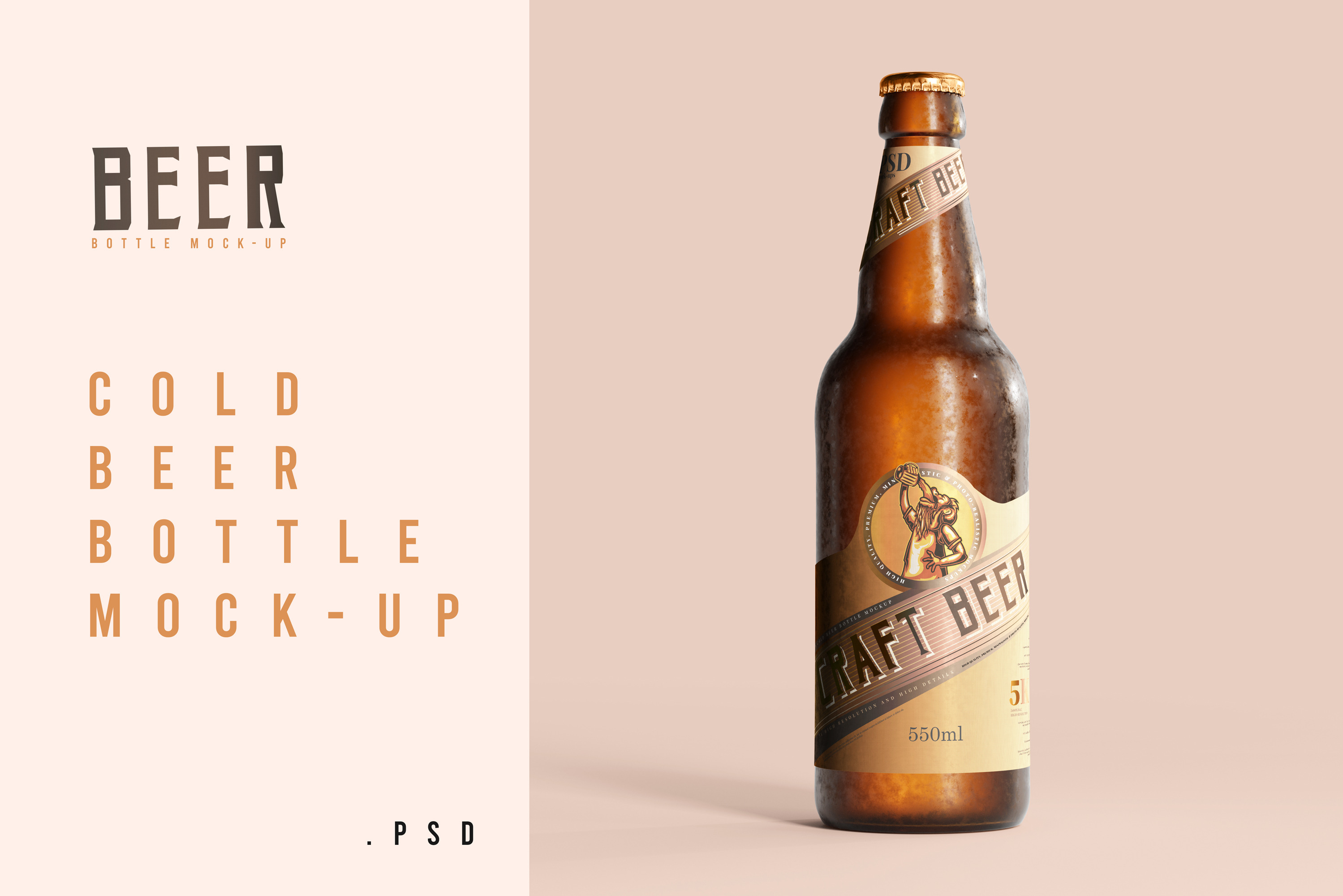 Cold Beer Bottle Mockup 01, a Packaging Mockup by pmvch