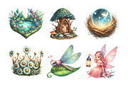 Fairy Garden Watercolor Clipart, an Illustration by Daily.Designs (Thumbnail 3 of 5)